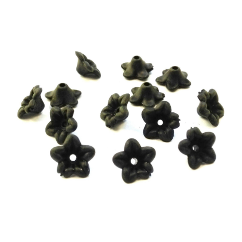 20 perles acrylique noir fleur 10mm