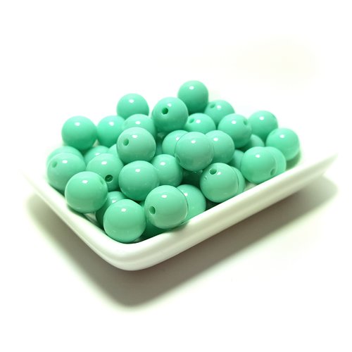 50 perles acrylique 10 mm vert d'eau