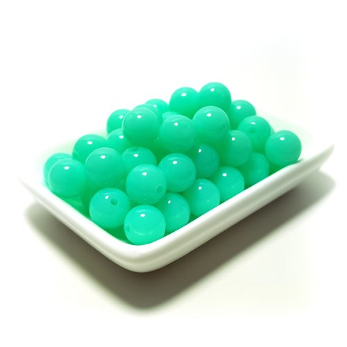 50 perles acrylique 10 mm jelly aigue marine
