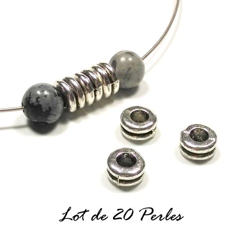 20 perles rondelles plates double anneaux 5 mm