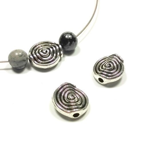 Perles disque spirale 11,5mm argent (x10)
