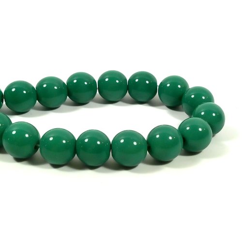35 perles en verre 10 mm vert