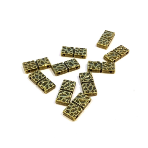 Perles passante 2 trous rectangle bronze (x10)