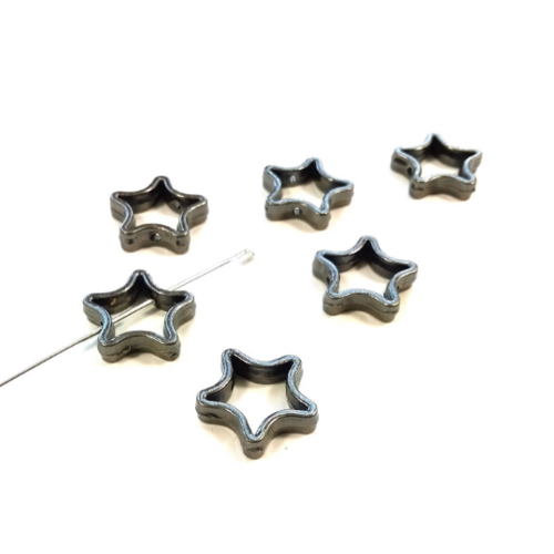 Perles cadre étoile gun métal 14 mm (x10)