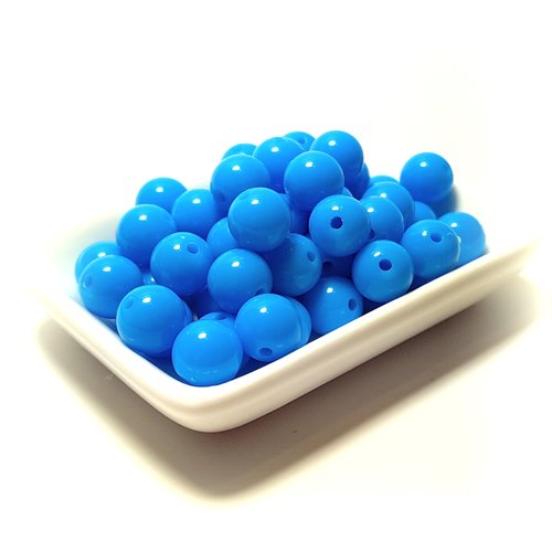 50 perles acrylique 10 mm bleu