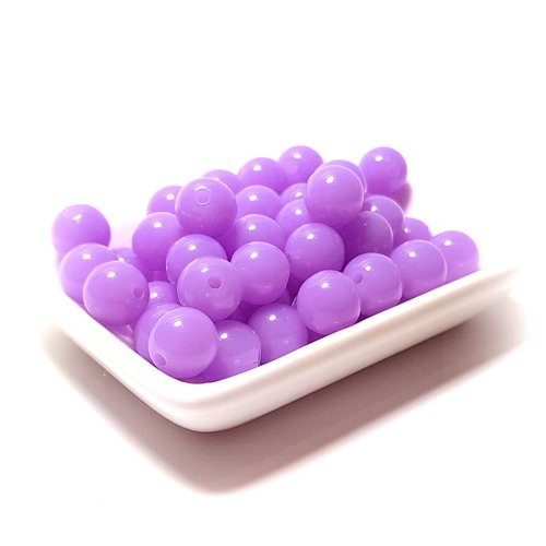 50 perles acrylique 10 mm jelly violet
