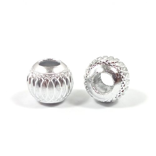 Perles aluminium gros trou 10 mm argent (x10)
