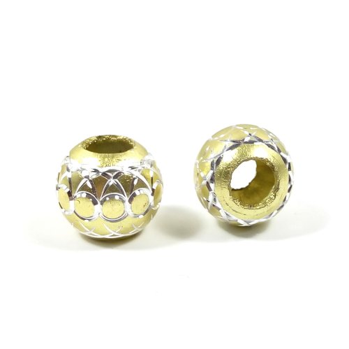 Perles aluminium gros trou 10 mm jaune pale (x10)