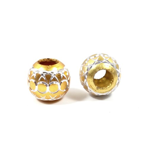 Perles aluminium gros trou 10 mm jaune orangé (x10)