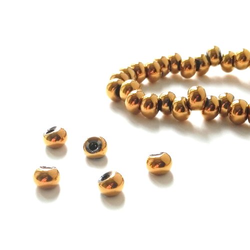 Perles de bohème gouttes en verre or 6 mm (x50)