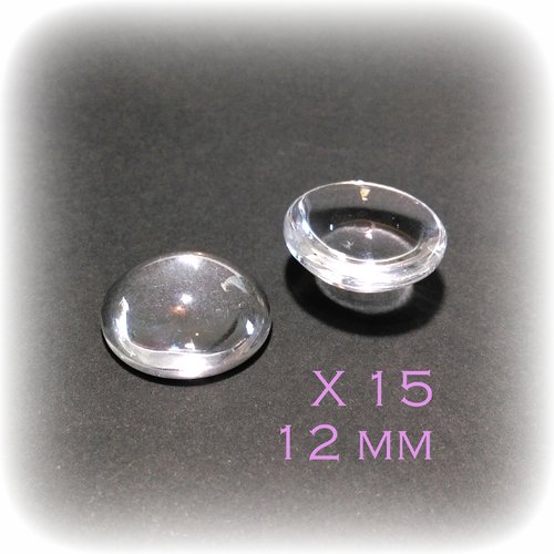 15 domes cabochon loupe rond 12 mm