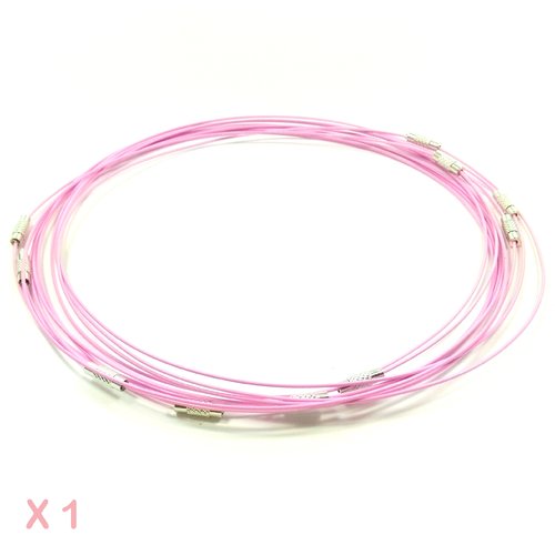 1 collier tour de cou fil câblé rose pale 45 cm