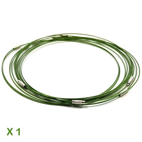 1 collier tour de cou fil câblé vert 45 cm