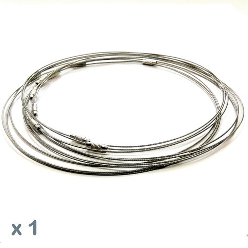 1 collier tour de cou fil câblé gris anthracite 45 cm