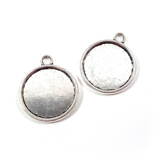 10 pendentifs supports cabochon 20 mm argent