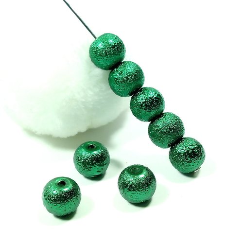 Perles en verre aspect granité 8 mm vert (x20)