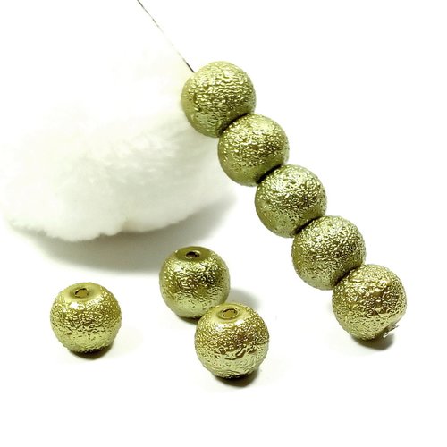 Perles en verre aspect granité 8 mm kaki clair (x20)