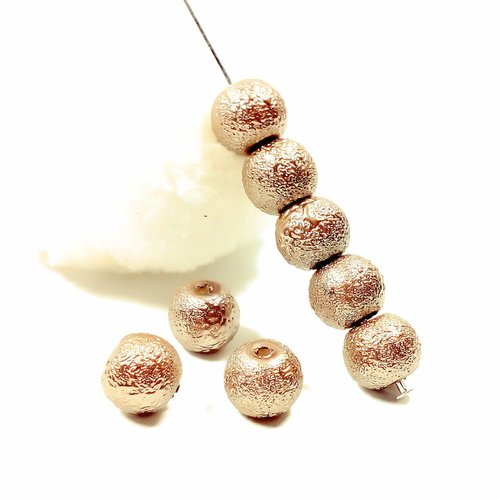 Perles en verre aspect granité 8 mm marron beige (x20)
