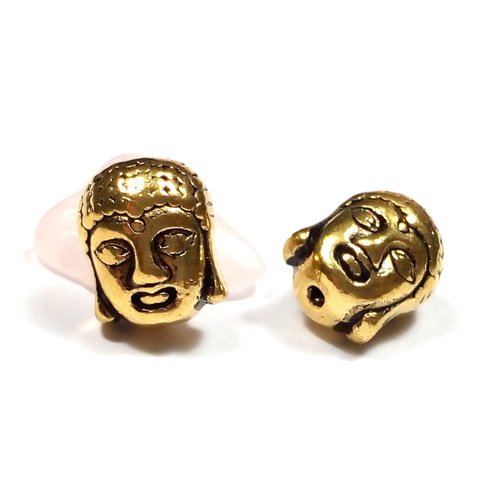 5 perles bouddha en métal doré 11 mm