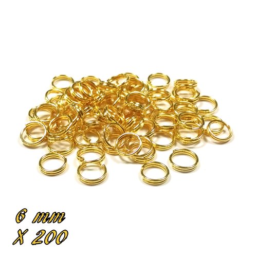 Anneaux doubles 6 mm en métal doré (x200)