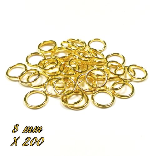 Anneaux forts 8 mm en métal doré (x200)
