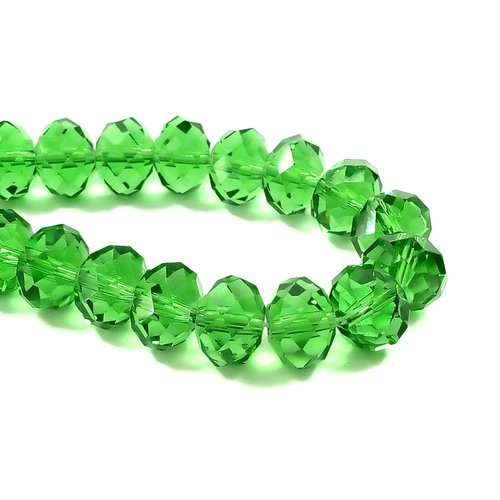 35 perles abaques à facettes 12 mm en verre vert