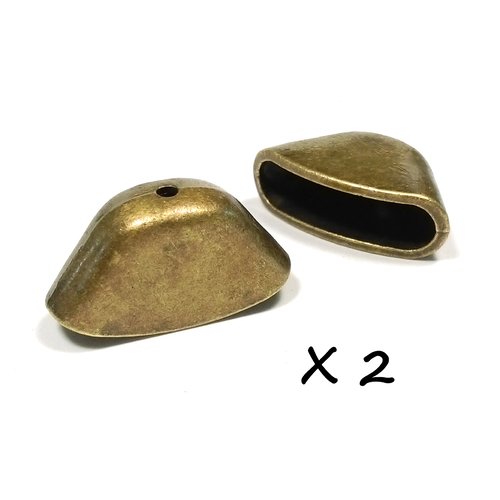 2 grandes coupelles triangles caps bronze 15.5 x 28 mm