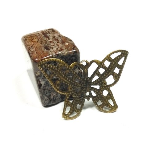 5 estampes papillon en métal bronze 32 mm /