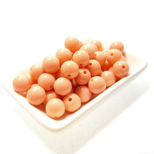 50 perles acrylique 10 mm saumon clair