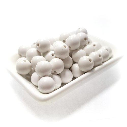 50 perles acrylique 10 mm blanc