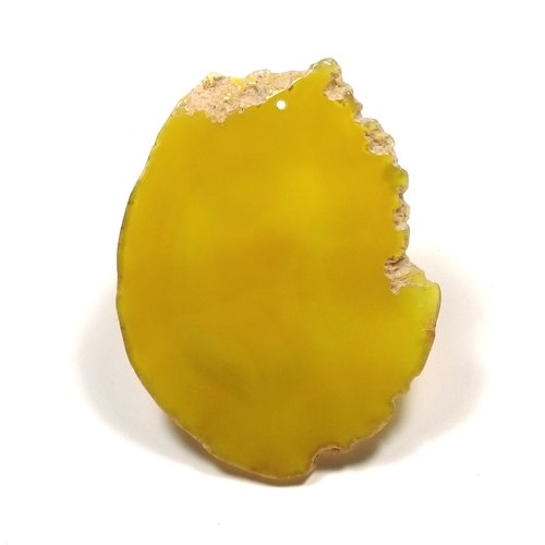 Grande tranche d'agate jaune pierre pendentif  82 x 64 mm