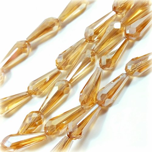 Perles gouttes 14mm verre ambre ab (x20) /