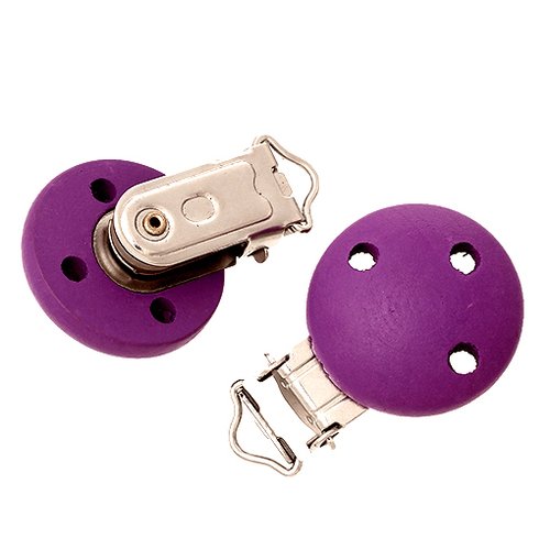 1 pince clip attache tétine attache bretelles en bois violet