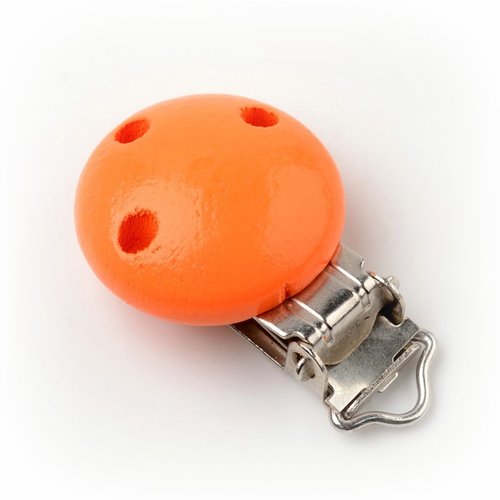 1 pince clip attache tétine attache bretelles en bois orange