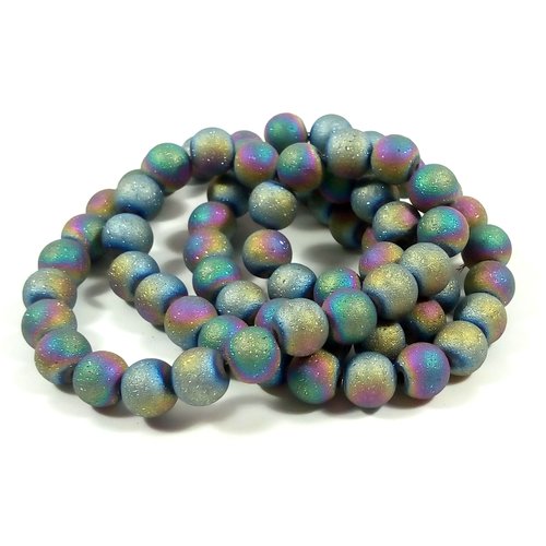 Perles stardust en verre 8 mm multicolore (x65)
