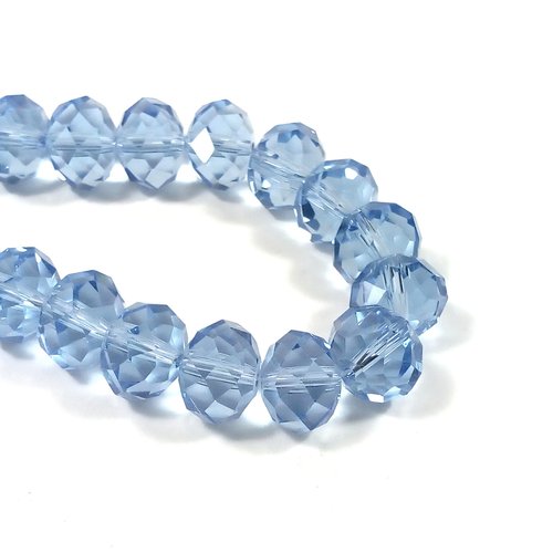 10 grosses perles abaques à facettes 14 mm bleu clair