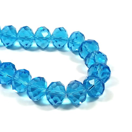 10 grosses perles abaques à facettes 14 mm bleu lagon
