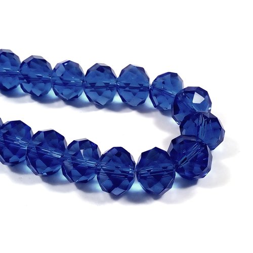10 grosses perles abaques à facettes 14 mm bleu