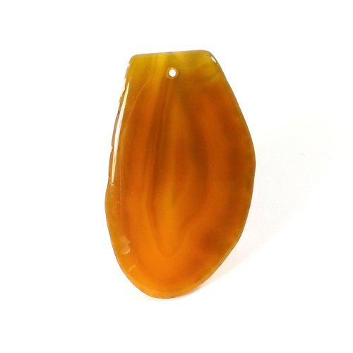 Pierre agate tranche pendentif orange 65 mm x 38 mm