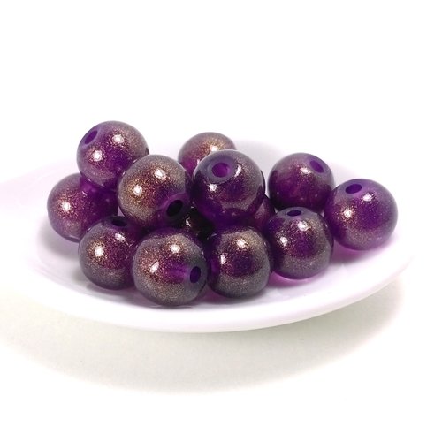 Perles en verre drawbench 10 mm violet irisé x20
