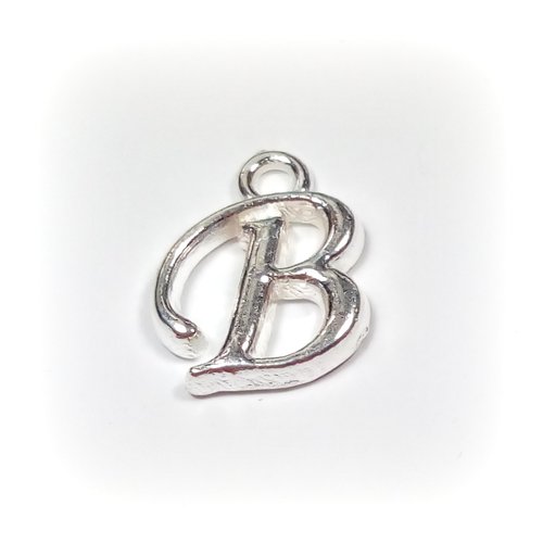 1 breloque alphabet lettre b métal argenté
