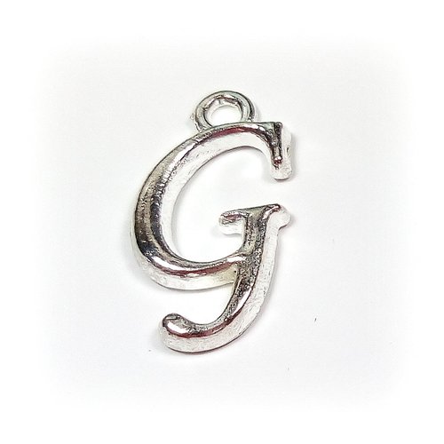 1 breloque alphabet lettre g métal argenté