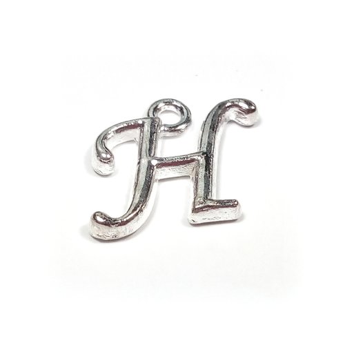 1 breloque alphabet lettre h métal argenté