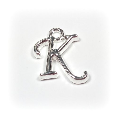 1 breloque alphabet lettre k métal argenté