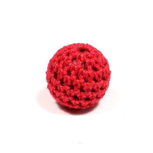 1 perle au crochet 21 mm en fil de coton rouge