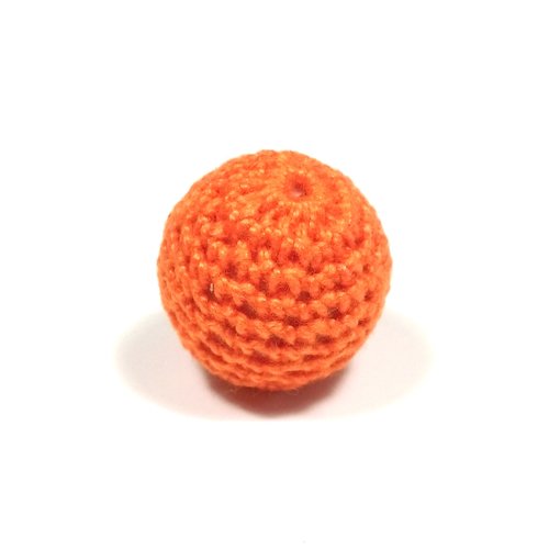 1 perle au crochet 21 mm en fil de coton orange