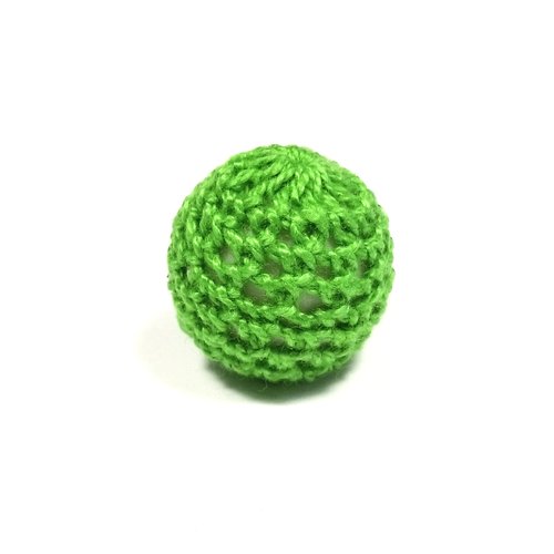 1 perle au crochet 21 mm en fil de coton vert