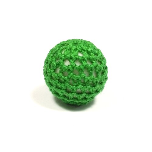 1 perle au crochet 21 mm en fil de coton vert foncé