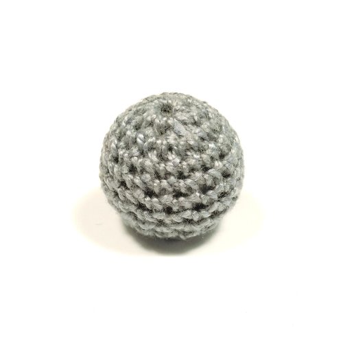 1 perle au crochet 21 mm en fil de coton gris