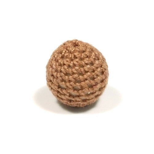 1 perle au crochet 21 mm en fil de coton marron noisette
